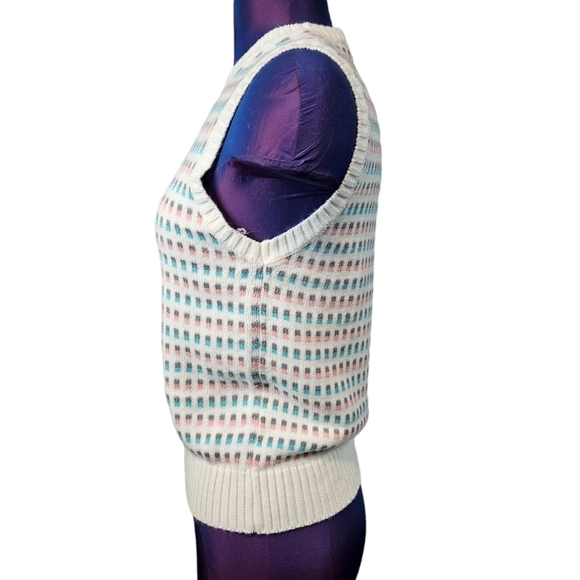 Vintage Suburban Petites Pastel Pink & Blue Sweater Vest Size Small Women's Q5 - Picture 3 of 9